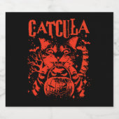 CATCULA Funny CAT Vampire Dracula Halloween Schaumweinetikett (Einzelnes Label)