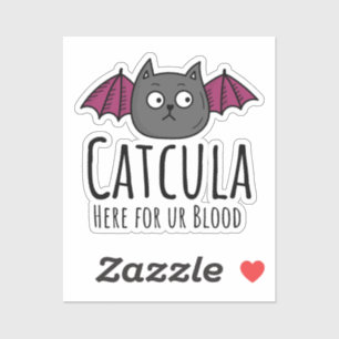 Catcula Here For Ur Blood Parody Cat Halloween Aufkleber