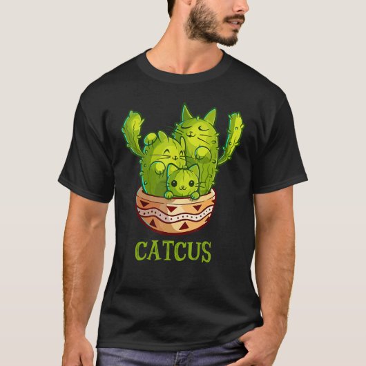 Catcus Cute Cat And Cactus Mexican Cactus Cinco De T-Shirt (Vorderseite)