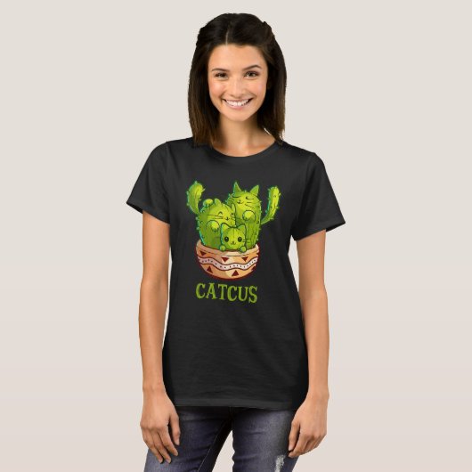 Catcus Cute Cat And Cactus Mexican Cactus Cinco De T-Shirt (Vorne ganz)