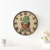 Catcus Funny Cactus Cat Große Wanduhr (Zuhause)