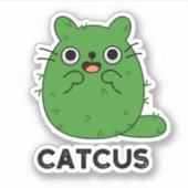 Catcus Funny Cat Cactus Pun Aufkleber (Vorderseite)