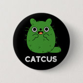 Catcus Funny Cat Cactus Pun Dark BG Button (Vorderseite)