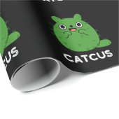 Catcus Funny Cat Cactus Pun Dark BG Geschenkpapier (Rolleneckpunkt)