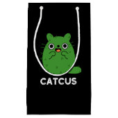 Catcus Funny Cat Cactus Pun Dark BG Kleine Geschenktüte (Vorderseite)