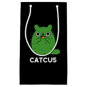 Catcus Funny Cat Cactus Pun Dark BG Kleine Geschenktüte