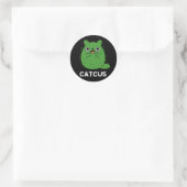Catcus Funny Cat Cactus Pun Dark BG Runder Aufkleber (Tasche)