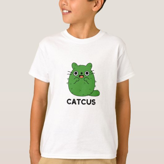 Catcus Funny Cat Cactus Pun T-Shirt (Vorderseite)