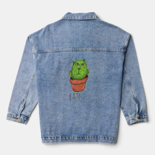 Catcus Funny Pet Cactus Kitty Art Jeansjacke