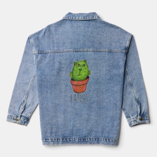 Catcus Funny Pet Cactus Kitty Art Jeansjacke (Rückseite)