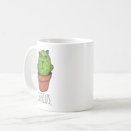Catcus Pet Cactus Cartoon Cat Design Kaffeetasse (Vorderseite Links)