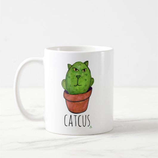 Catcus Pet Cactus Cartoon Cat Design Kaffeetasse (Links)