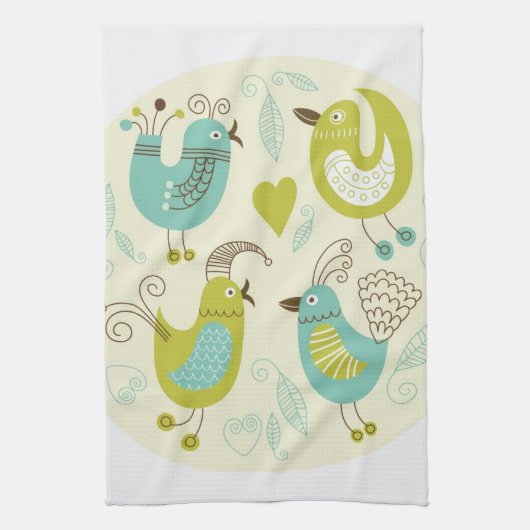 cate Cartoonvögel Küchentuch (Vertikal)