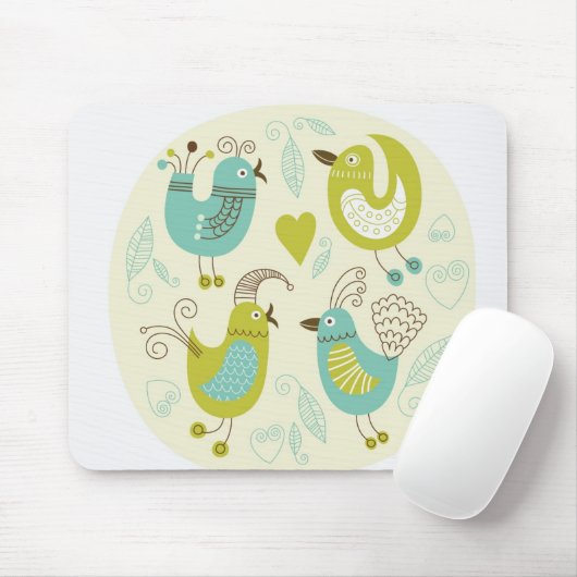 cate Cartoonvögel Mousepad (Mit Mouse)