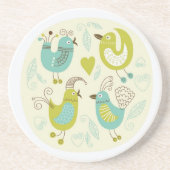 cate Cartoonvögel Sandstein Untersetzer (Vorne)