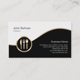 Caterer Business Card Gold Cutlery Symbol Visitenkarte