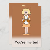 Caterer mit heißer Suppe. Einladung (Vorne/Hinten)