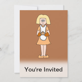 Caterer mit heißer Suppe. Einladung