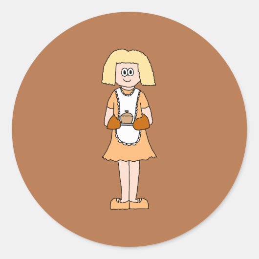 Caterer mit heißer Suppe. Runder Aufkleber (Vorderseite)