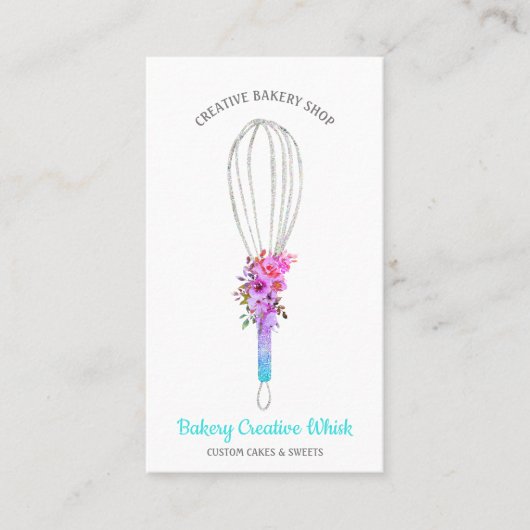 Caterer Whisk Logo Konditorei boho Visitenkarte (Vorderseite)