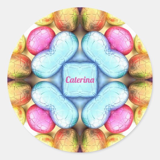 CATERINA ~EASTER ~ Hübsche Ostereier ~ Runder Aufkleber (Vorderseite)