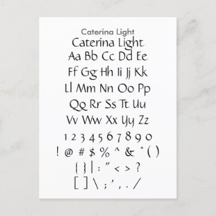 Caterina Light - Zazzle Schriftart Sampler Sheet Postkarte