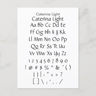 Caterina Light - Zazzle Schriftart Sampler Sheet Postkarte