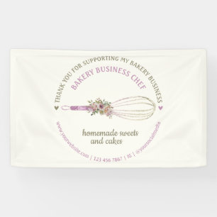 Catering Bäckerei Koch Glitter Quirl Blumen Danke Banner
