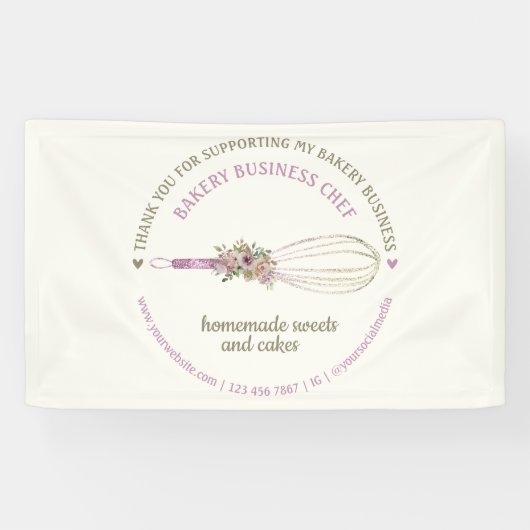 Catering Bäckerei Koch Glitzer Whisky Blume Vielen Banner (Horizontal)