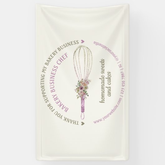 Catering Bäckerei Koch Glitzer Whisky Blume Vielen Banner (Vertikal)