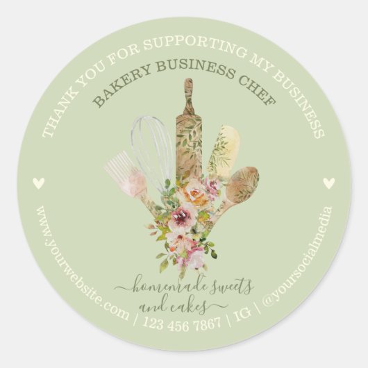 Catering Bäckerei Koch Rustikal, grau Runder Aufkleber (Vorderseite)