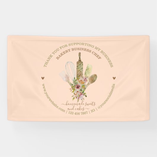 Catering Bäckerei Koch Rustikal Rosa Banner (Horizontal)