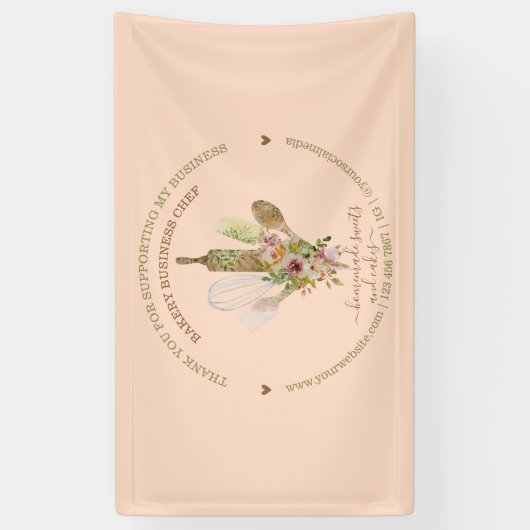 Catering Bäckerei Koch Rustikal Rosa Banner (Vertikal)