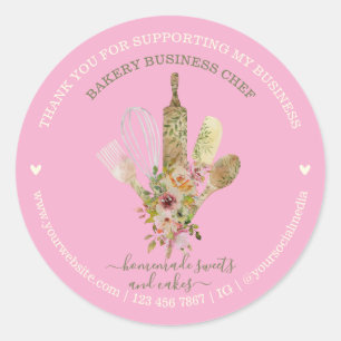 Catering Bäckerei Koch Rustikal rosa niedlich Runder Aufkleber