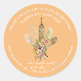 Catering Bäckerei Koch Rustikale Eukalyptus Muster Runder Aufkleber