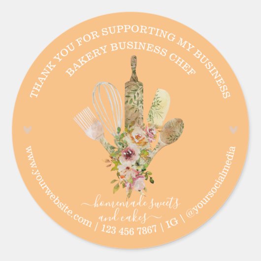 Catering Bäckerei Koch Rustikale Eukalyptus Muster Runder Aufkleber (Vorderseite)