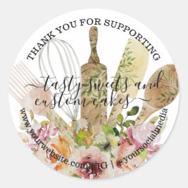 Catering Bäckerei Küche Rustikale Eukalyptus Flora Runder Aufkleber