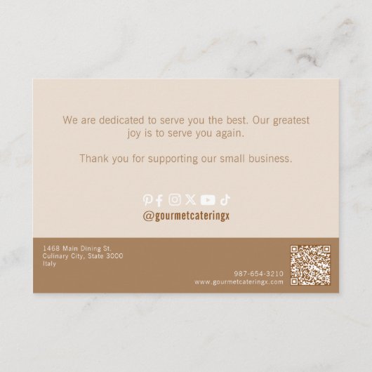 Catering-Beipackkarte für Gourmet Begleitkarte (Rückseite)