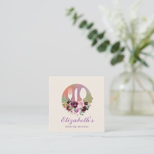 Catering Blumenlogo Visitenkarte (Stehend Vorderseite)