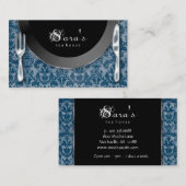 Catering Business Cards Cutlery Plate Blue Visitenkarte (Vorne/Hinten)