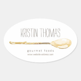 Catering der WasserfarbenSpoon, Koch II-Aufkleber Ovaler Aufkleber