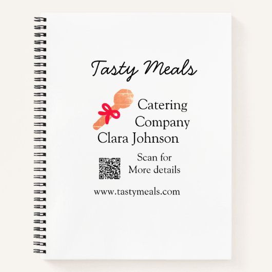 Catering-Dienstleistungen Name QR-Code Website Bäc Notizblock (Vorderseite)