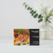 Catering Grillhühnchen schwarz Visitenkarte (Stehend Vorderseite)