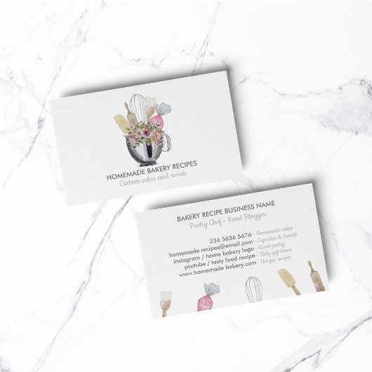Catering Koch Aquarellfarben Backhilfsmittel Bäcke Visitenkarte