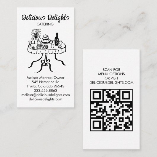 Catering Koch Event Planning Food Prep CUSTOM QR Visitenkarte (Vorne/Hinten)