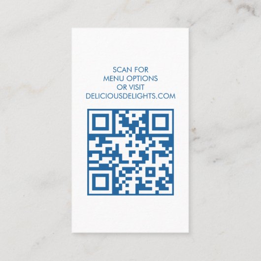 Catering Koch Event Planning Food Prep CUSTOM QR Visitenkarte (Rückseite)