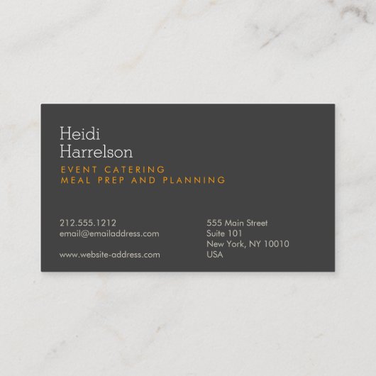 Catering-Logo für die Druckbildaufzeichnung Schwar Visitenkarte (Rückseite)