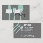 Catering Moderne Graue und aquamarine Gewohnheit Visitenkarte (Vorne/Hinten)