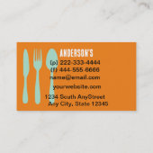 Catering Moderne Orange und aquamarine Gewohnheite Visitenkarte (Rückseite)