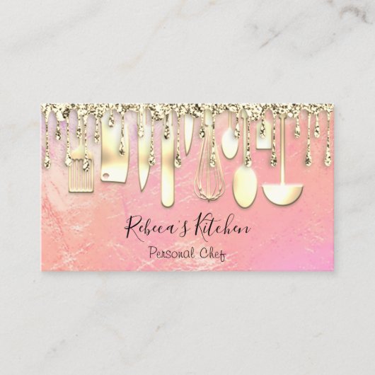 Catering Personal Koch Kitchen Knifes Golden Tropf Visitenkarte (Vorderseite)